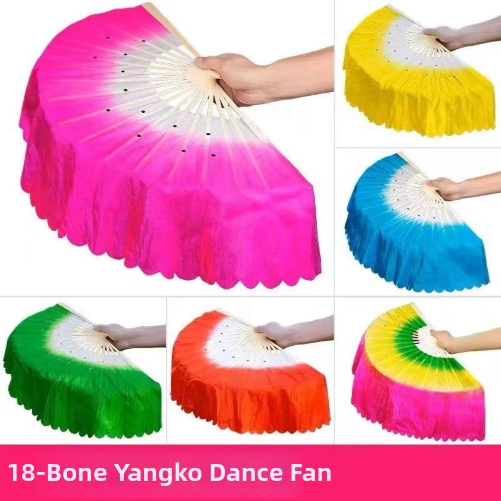 Colorful Kids Children Bamboo Fans 36cm Bamboo Hand Dye Adults Fan Veil Pairs Yangko Dance Tools