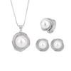 Jewelry White Shell Beads Rose Geometric Diamond Set Individual Packaging Ring Pendant Earrings Set