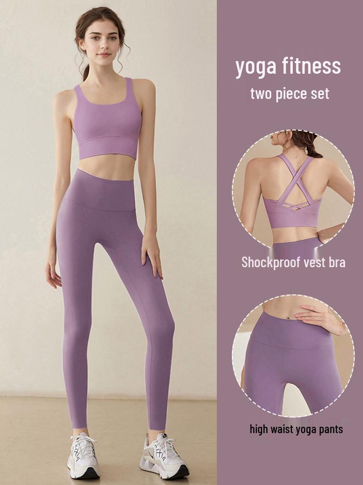 Women's Shockproof Push-Up Yoga Suit: One-Piece Sports Bra and Tank Top Set, Plus Size, Anti-Sagging, for Running and Fitness.
