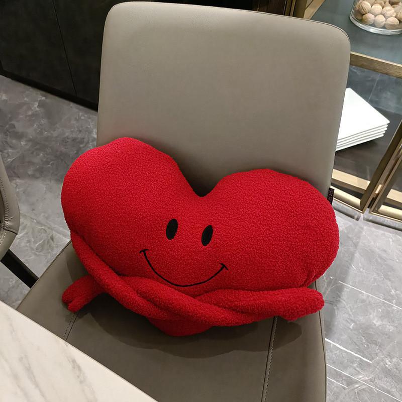 Themed Heart Fluffy Pillow Toy With Soft Cover For Living Room Doll Styling