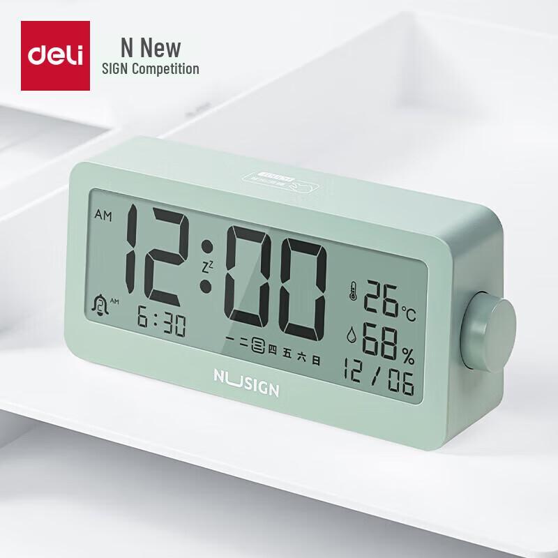 Deli NS882-A Large Screen Digital Alarm Clock with Temperature & Humidity 15cm