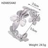 CARLIDANA Fashion Jewelry Gold Plated Bracelets Gift Stainless Steel Hammer Butterfly Flower Cuff Bangle Earrings Rings Set