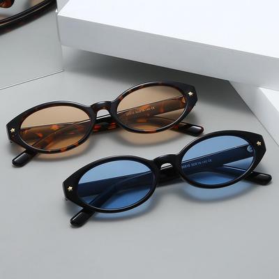 Korean Style Starry Oval Cat Eye Sunglasses - Prescription Ready with Anti-Blue Light Lenses