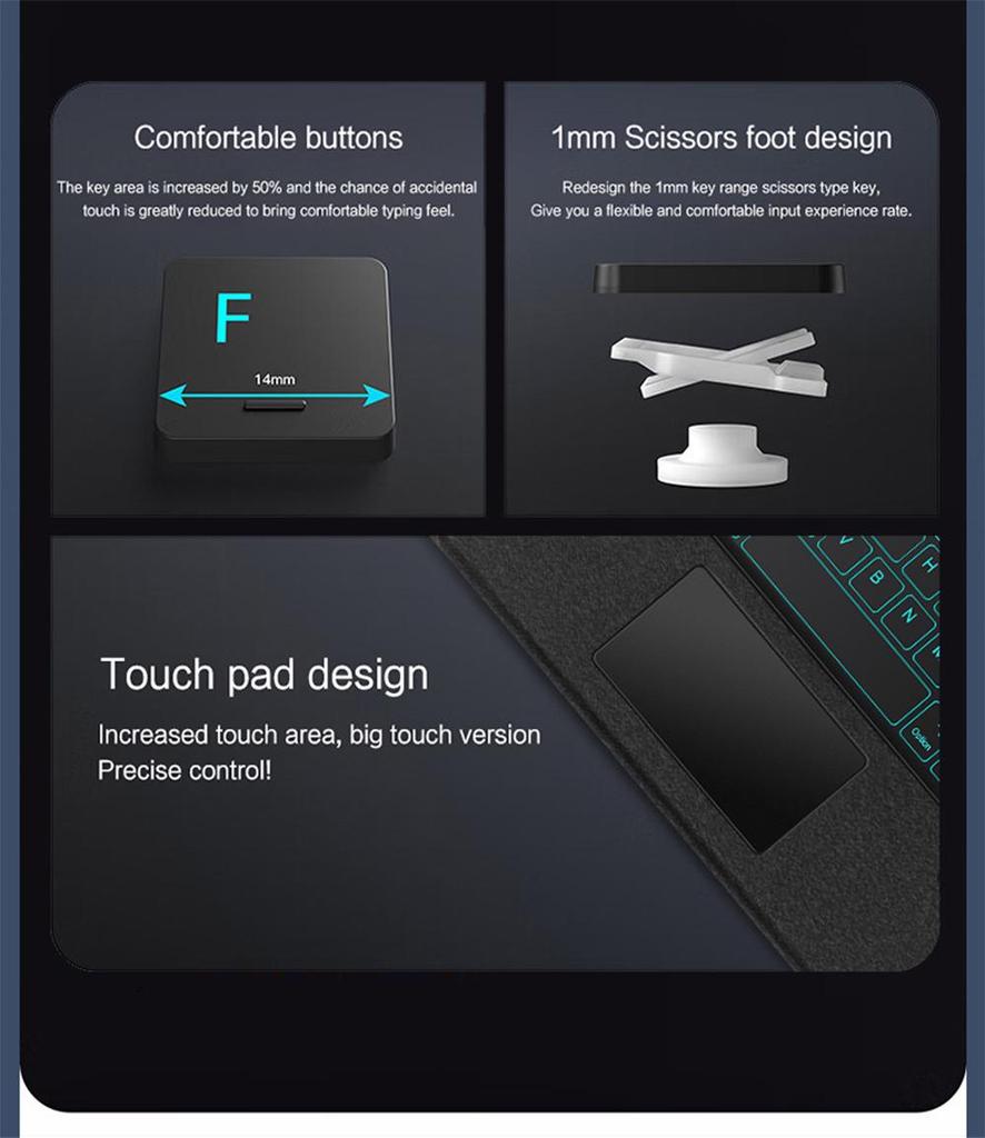 Compatible OPPO Pad3 Pro 12.1" Split Screen Bluetooth Keyboard Leather Case with Backlit Touch