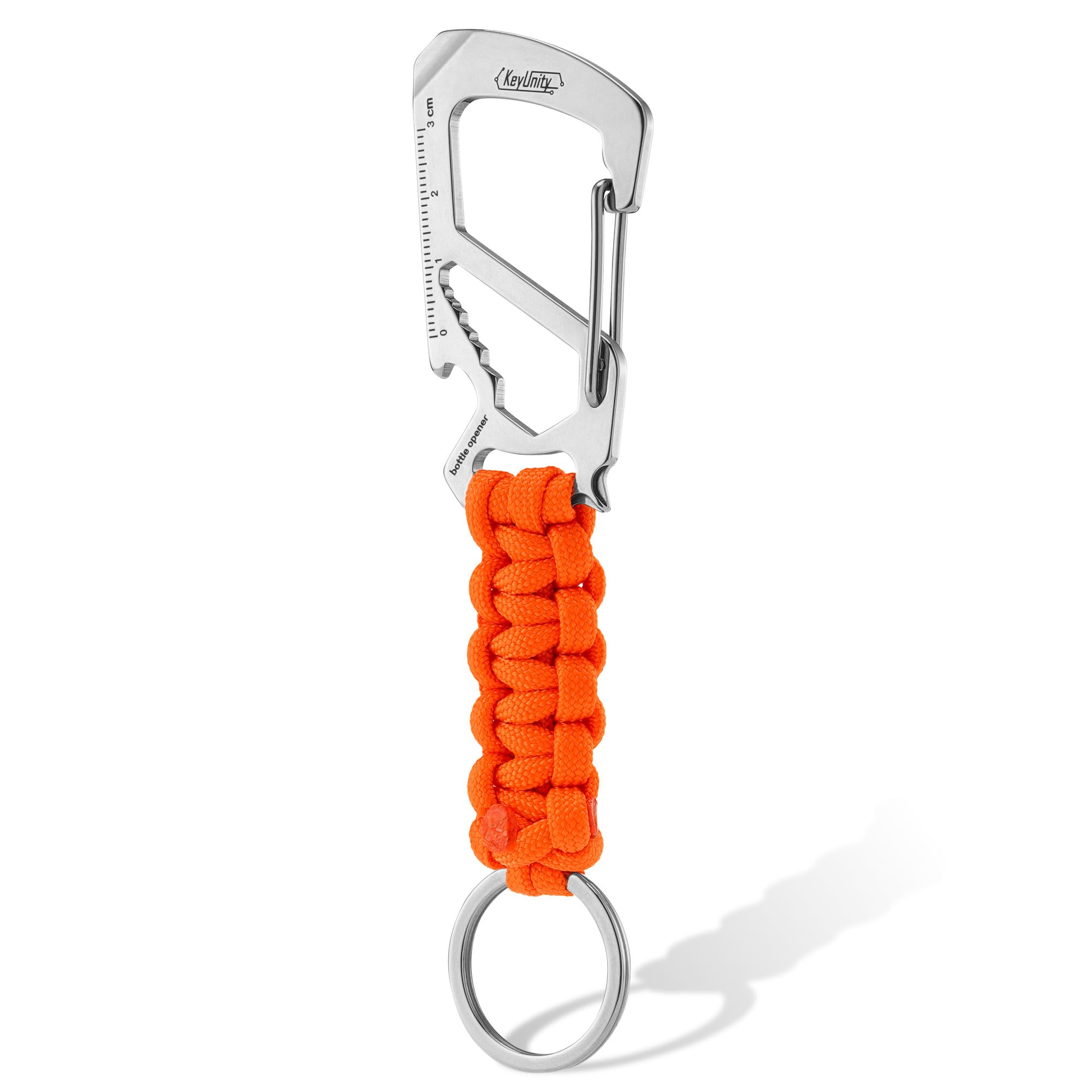 

KeyUnity KC00 Paracord Carabiner Multifunctional Bottle Stylish Keychain with Key Stainless EDC Keychain, [Ruler, Opener, Screwdriver, Spanner],