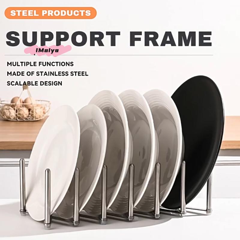 M-Stainless Steel Pot Lid Holder Retractable Multifunctional Kitchen Storage Rack Space Saving Dish Plate Bowl Organizer