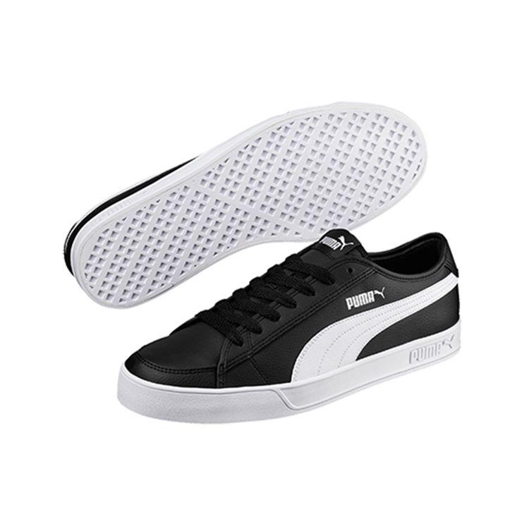 Puma Smash V2 Vulc SL Retro Breathable Lightweight Low-Top Skate Shoes Unisex Sneakers Black White 367308-01