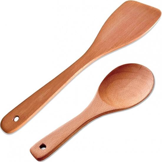 Wooden Rice Paddle Nonstick Rice Spoon Wooden Spatula for Cooking Sushi Rice Paddle for Rice Potato, 8.9  x 2.9 12.8inch-2