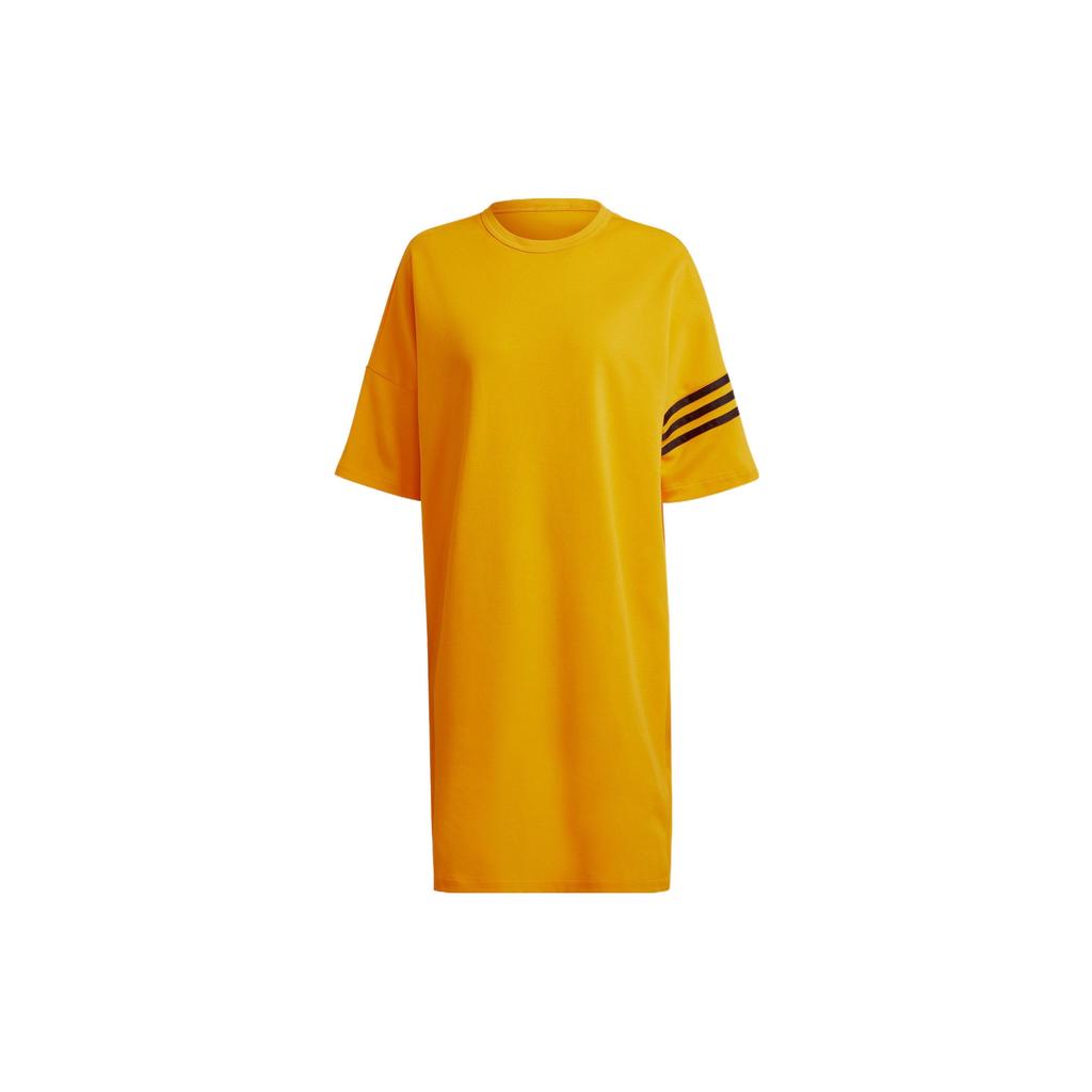 adidas Originály Jednobarevné Logo Kulatý Výstřih Svetrové Šaty Dámské Šaty Žluté HM1748