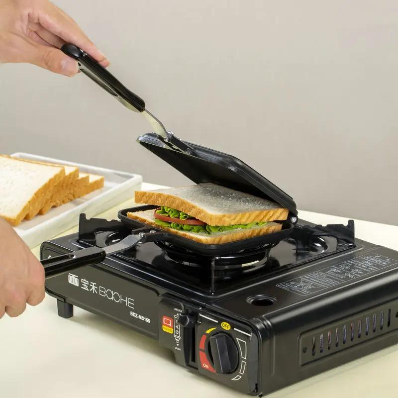 Doppelseitige Antihaft-Sandwich-Maker-Bratpfanne für Toastbrot, Waffeln, Eier, Frühstück, Multifunktionales Öffnungs-Schließ-Design