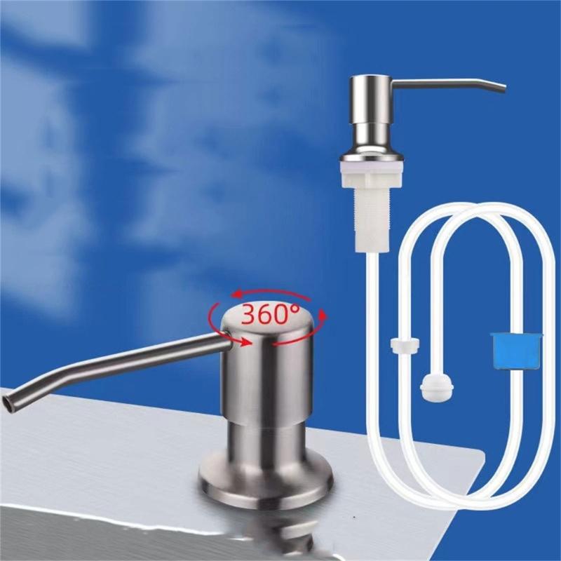 Durable 500ML Soap Dispenser for Kitchen Sink Black Silver Color Liquid Pump Bottle with Stainless Steel Head and Hose