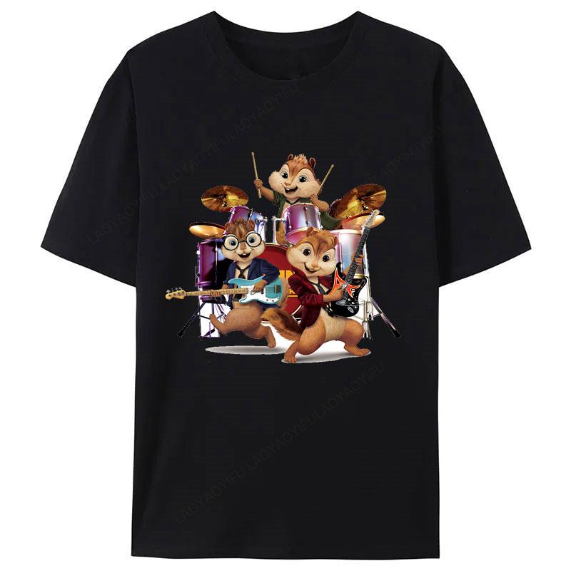 Alvin And The Chipmunks Red Shirt Unisex Sp Movie Promo Nerd Geek Animation Adult Tshirt Graphic T Shirts Cotton Tee Tops