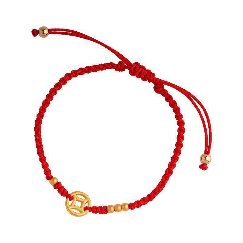 {Summer2} Chinese Style Handmade Copper Coin Braided Rope String Adjustable Red Bracelet Women Men Lucky Fashion Jewelry Gift