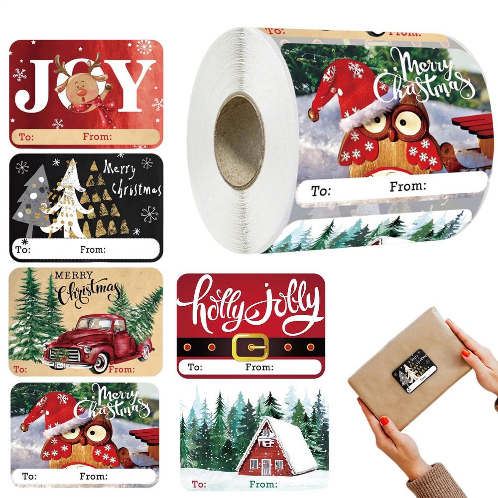 

Рождественские бирки 250 штук Наклейки с именами Наклейки «С Рождеством» Для упаковочной бумаги Сумок Носков Елки Праздник День рождения 5x7.5cm