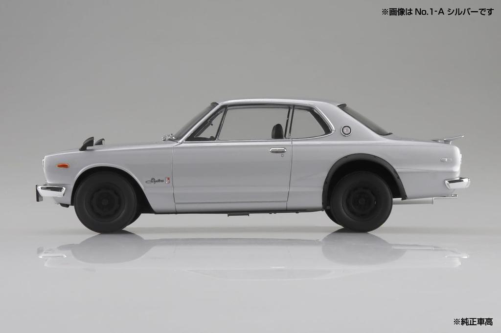 Aoshima Bunka Kyozaisha Rakupla Snap Car Series KPGC10 Skyline HT 1970 Red Plastic Model 1/24 2000GT-R Color-coded 01-RE