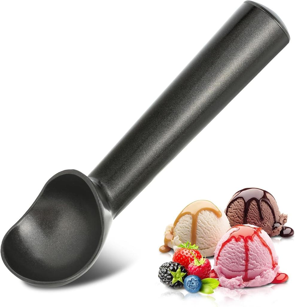 7" Nonstick Anti-Freeze Aluminum Ice Cream Scoop, Heavy-Duty, Easy Clean, for Gelato, Dough & More (Silver)