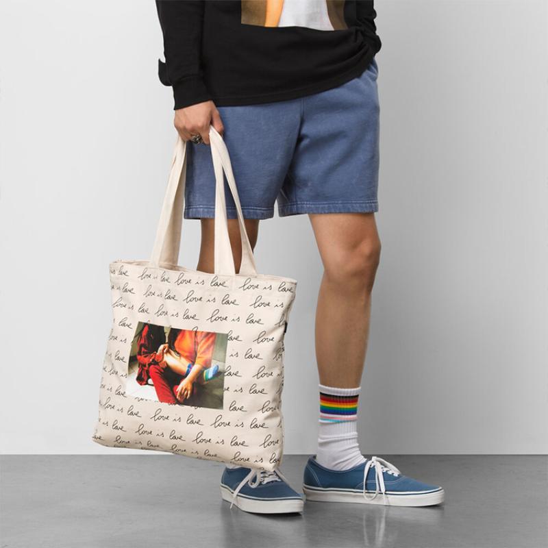 Vans 100% Cotton Tote Bag Shopping Bag Handbag Shoulder Bags Regular Unisex Beige Vans VN0A7SFDYOP1