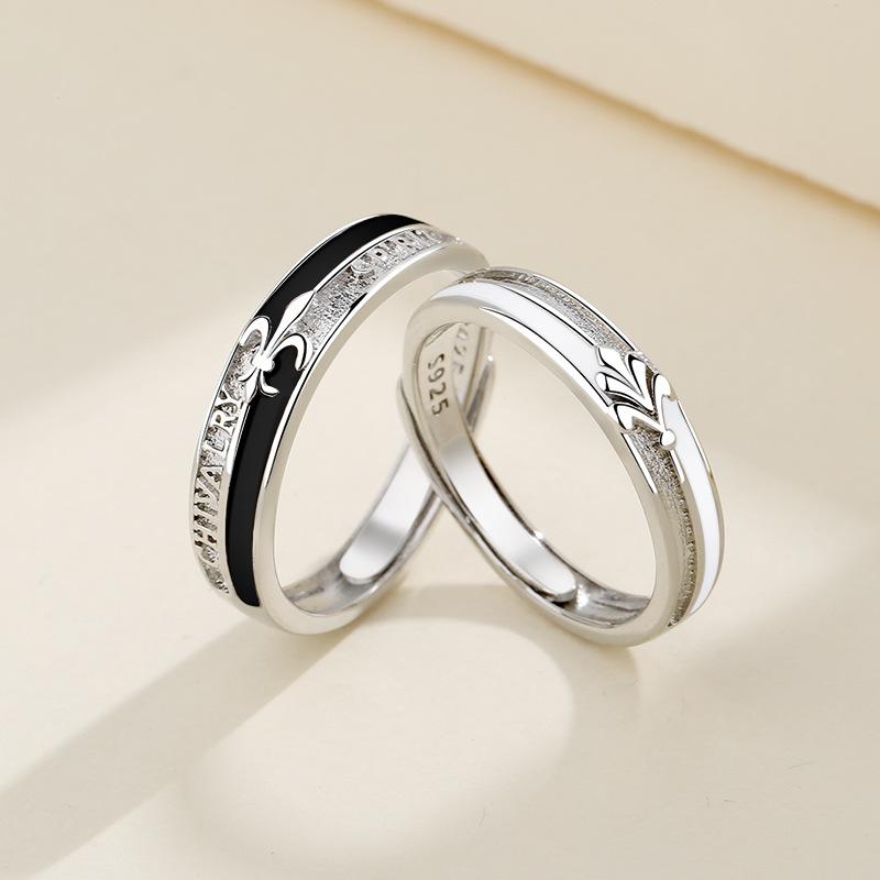 2 Stück 925 Sterling Silber Partnerringe Verstellbar Schlichtheit Mode Exquisit Herren Damen Schmuck Zubehör Hochzeitsfeier Geschenk
