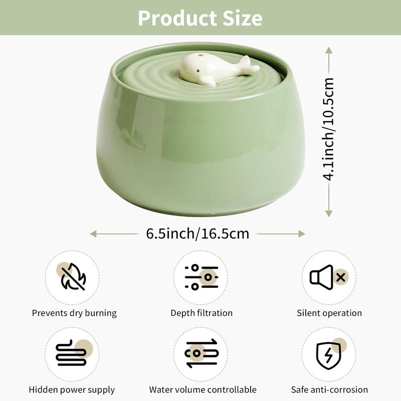 1.3L Ceramic Cat Water Fountain USB Charging Pet Water Feeders Dogs Automatic Circulating Filtration Flow Water Dispenser