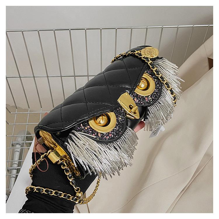 Geantă de umăr la modă pentru femei, ciucuri, geantă mică industrială grea, plasă cu diamante, geantă populară la subrat