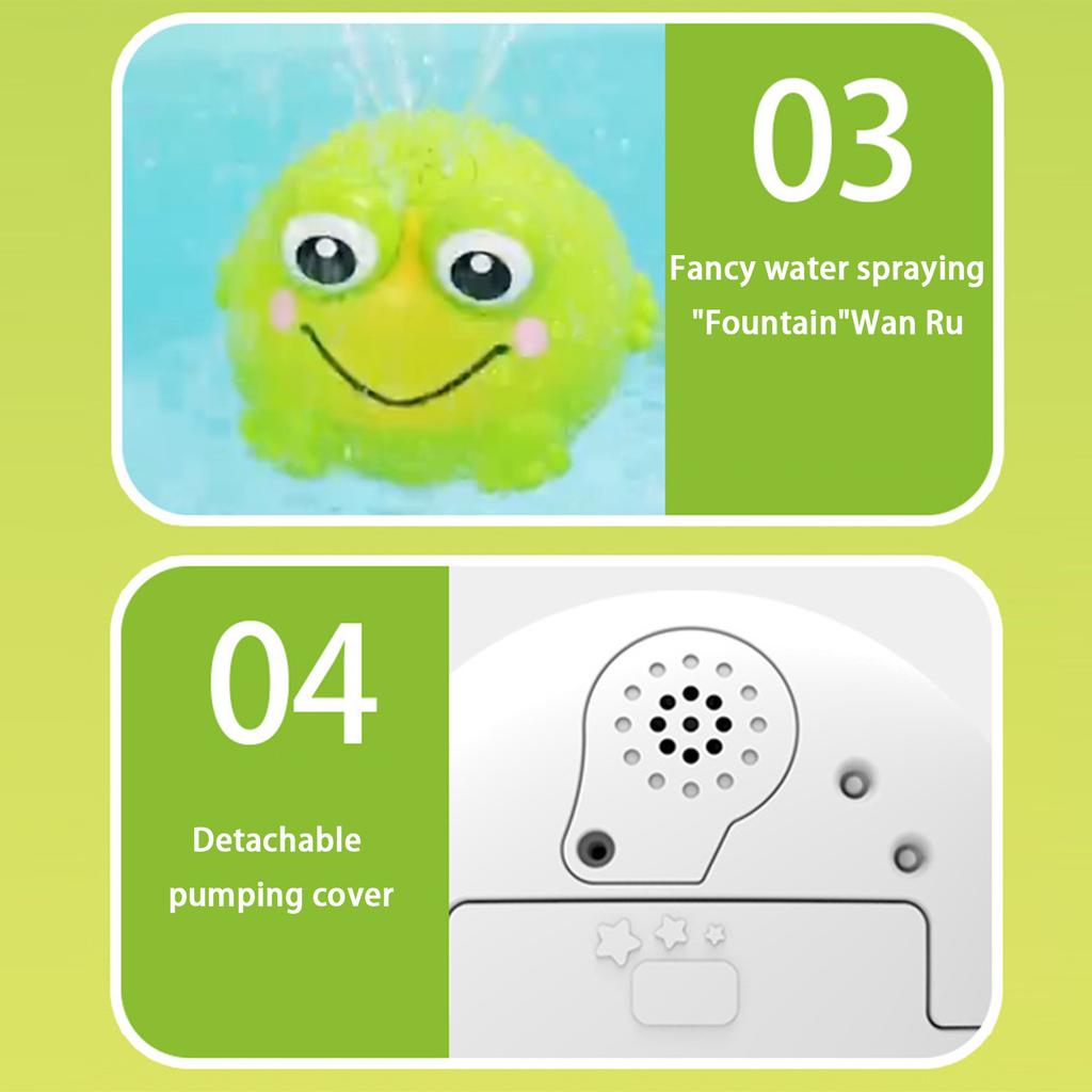 Frog Automatic Sprinkler Bath Toy with Light USB Rechargeable Spraying Water Toy for Kids