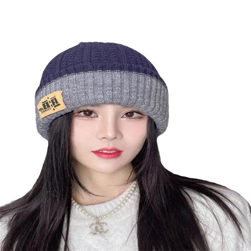 Thickened in autumn and winter, new wool hats in winter, women's trendy versatile, small face, warm ears, super thick knitted hats