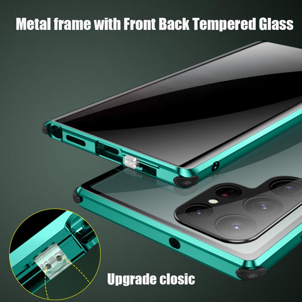 360 Anti Peeping Privacy Double Sided Tempered Glass Case For Samsung Galaxy S26 S23 S24 Ultra Case Metal Bumper Magnetic Cover