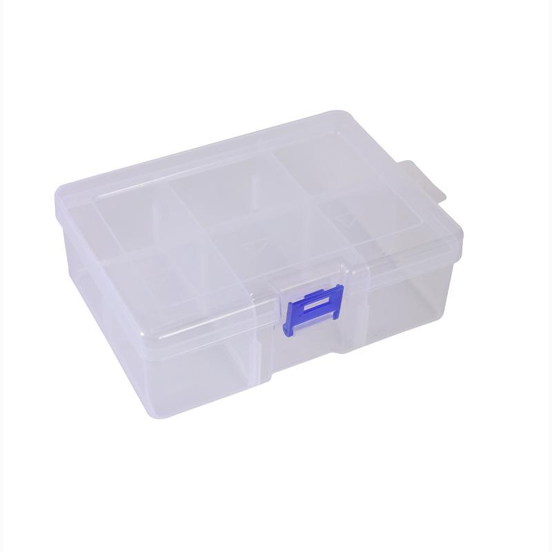 Fully Removable Large 6-Grid Transparent Plastic Storage Box, Hardware Tools, Jewelry Accessories, Glutinous Rice Paper Fishing Gear Thickened Box