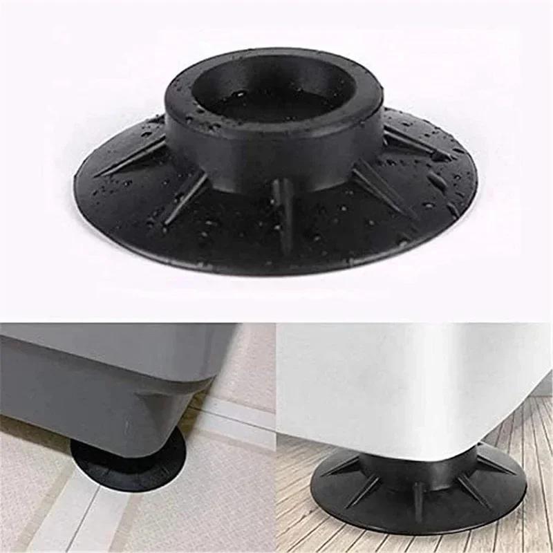 8Pcs Black Rubber Washing Machine Feet Pads Non Slip Shock Proof Protectors for Furniture Floor Mats