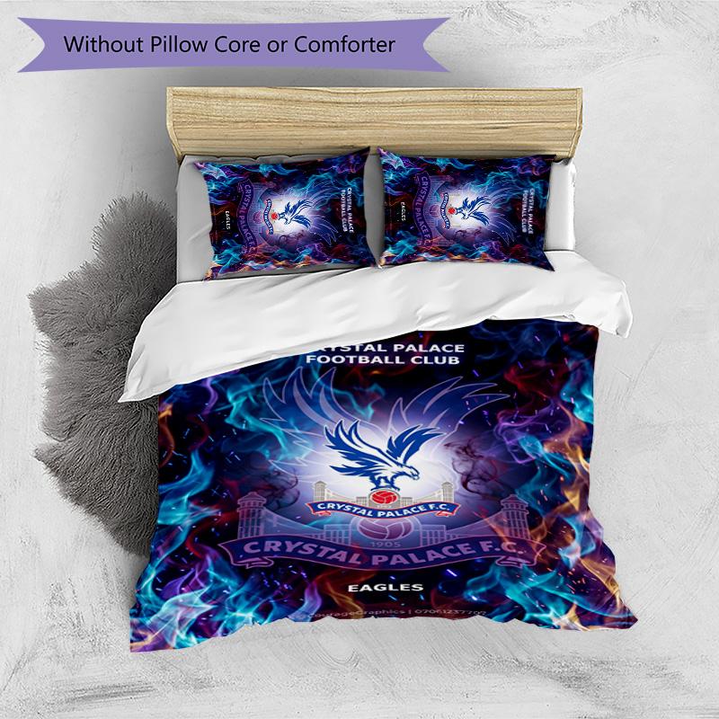 Crystal Palace Football Printed 3 Pieces Bedding Set, Comfortable Skin Friendly Bedroom Duvet Cover Set