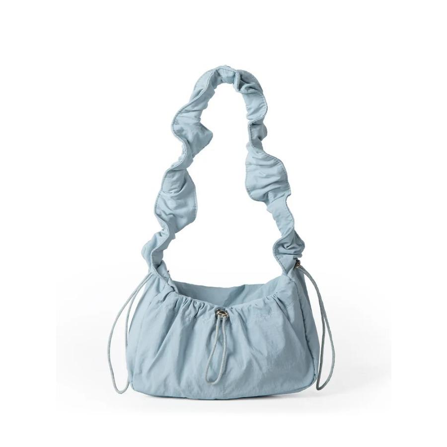 Korean Simple Pleated Nylon Shoulder Bag for Women  Spring Trendy Girl Daily Commuter Shoulder Bag Lady Casual Handbags