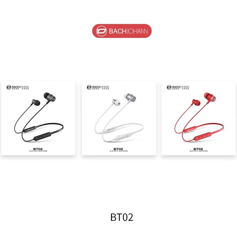 Bach Johann BT02 Wireless Noise-Cancelling Neckband Sports Earphones