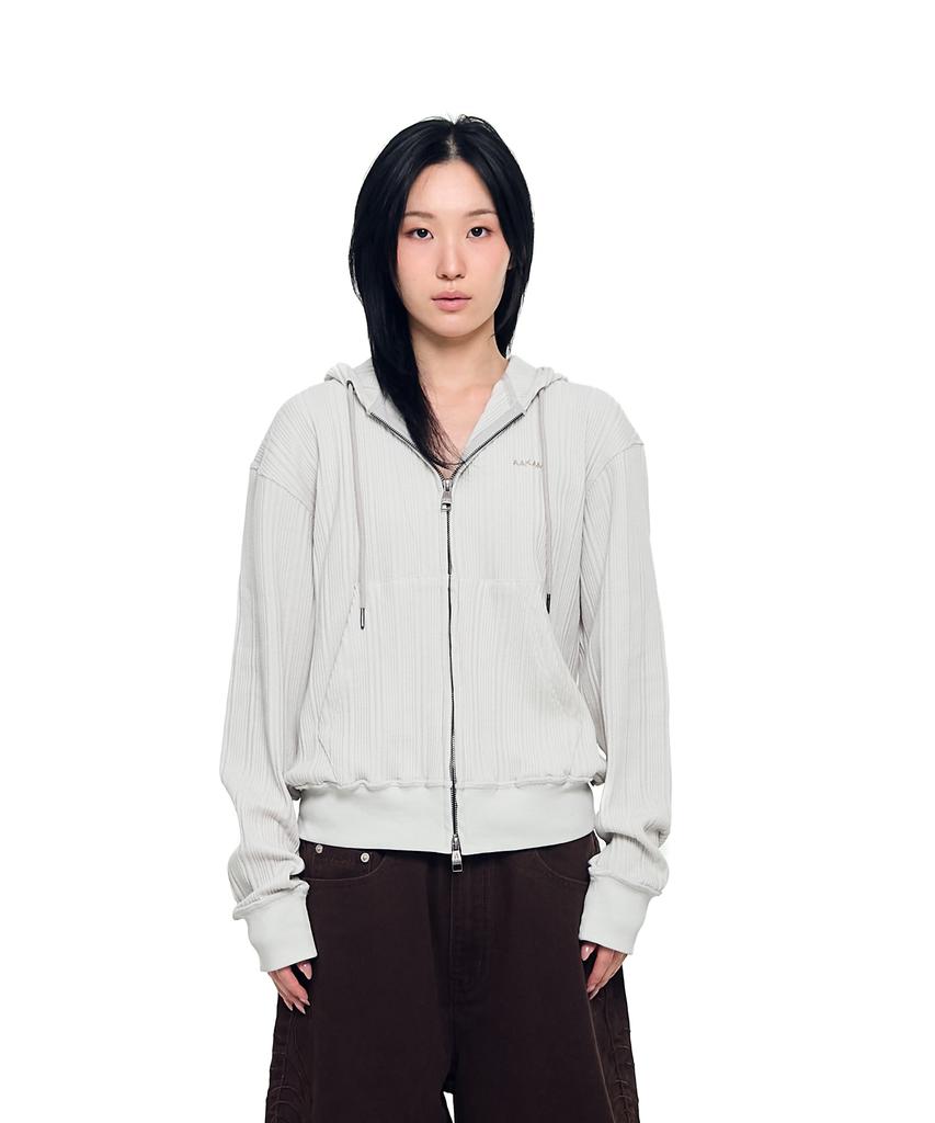 Aakam Knitted Zip-Up Hoodie (Ivory)