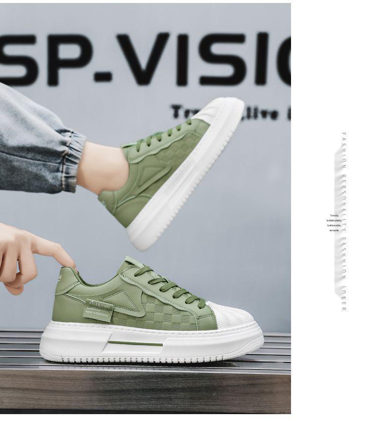 Men's Summer Breathable White Sneakers: Trendy, Versatile, Thick-Soled, Casual Shell Toe Skate Shoes