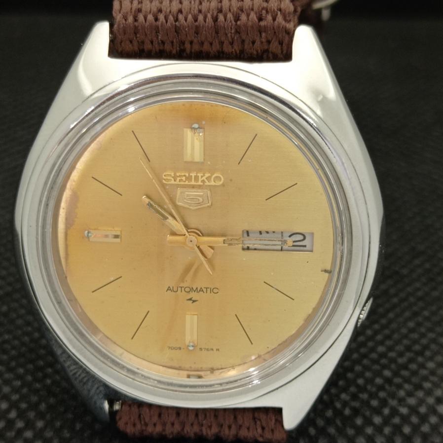 USED JAPAN SEIKO 5 AUTOMATIC 7009A MENS OLD ORIGINAL DIAL WATCH a416126-2 R10621f-a416126