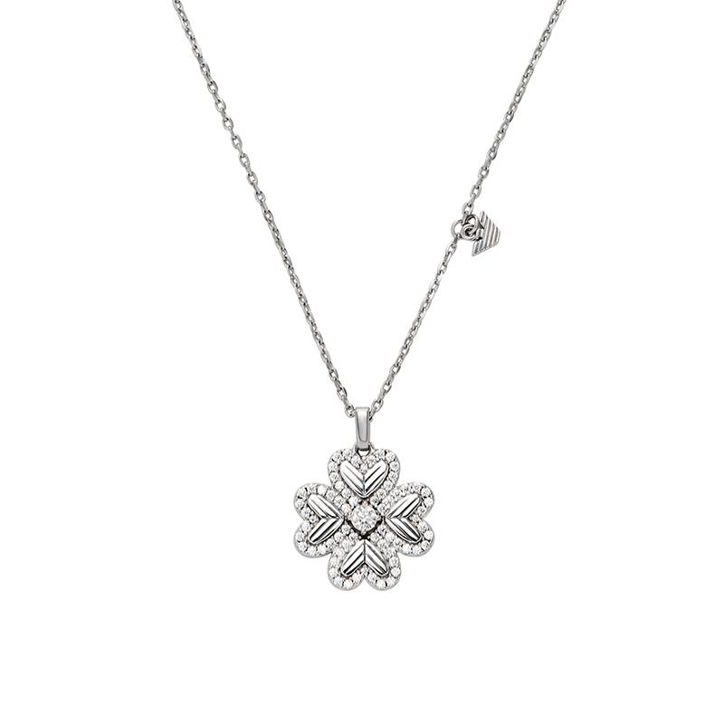 Emporio Armani Lucky Clover Pendant Necklace Women necklace Silver EG3607040 Basic Packaging-Box