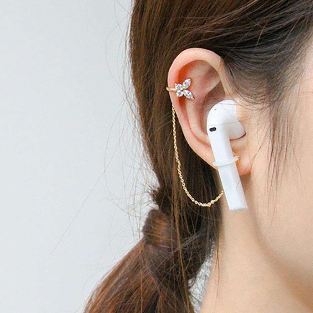 1pair Protection Chain Anti-Lost Ear Clip Butterfly Chains  Women