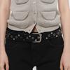 ANGLED EYELET STUDDED BELT, BLACK