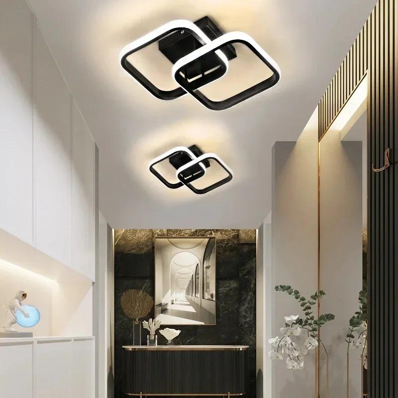 LED Ceiling Lamp Black White Modern Chandelier for Corridor Balcony Bedroom Living Room Aisle Indoor Home Decor Lighting 110-220V