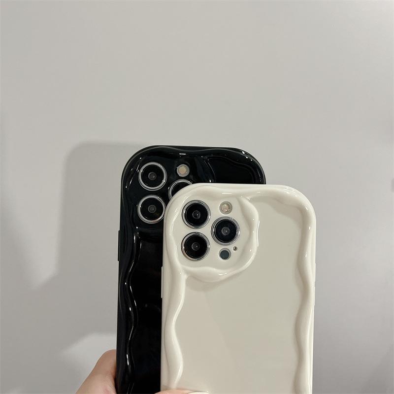 Pouzdro s krémovou texturou, vlnitý okraj, měkký silikonový kryt, pouzdro na telefon pro iPhone Samsung Huawei Honor Xiaomi Redmi Infinix Tecno, měkký zadní kryt