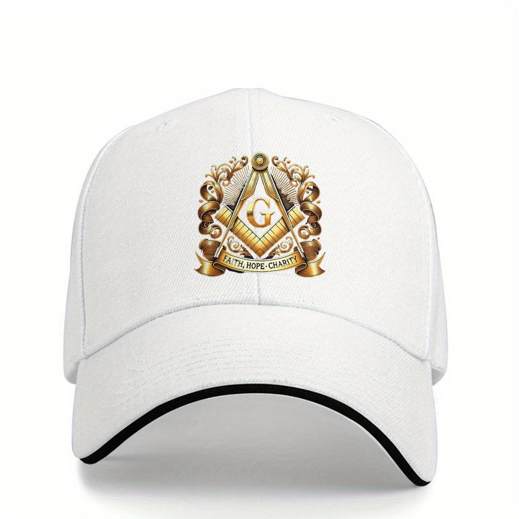 Masonic Square And Compass Faith Hope Charity Baseball Cap Polyester Casual Adjustable Dad Hat Unisex