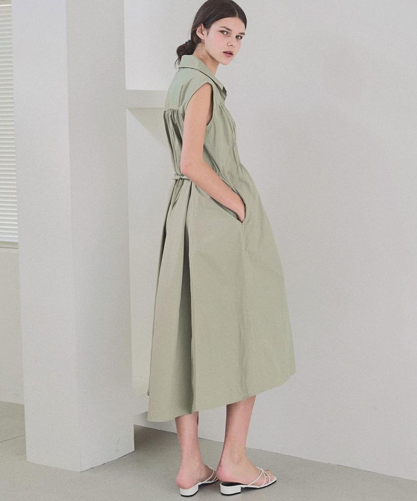 Slow Lolly Pintuck String Sleeveless Dress_2 Colors