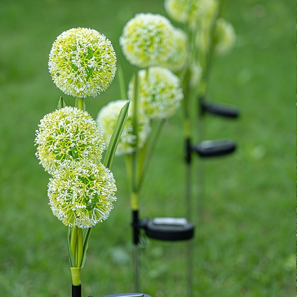 1Pc Solar Energy Three Head Dandelion Outdoor Plant Flower Lights Vivid Decorative Lights Garden Atmosphere Lights