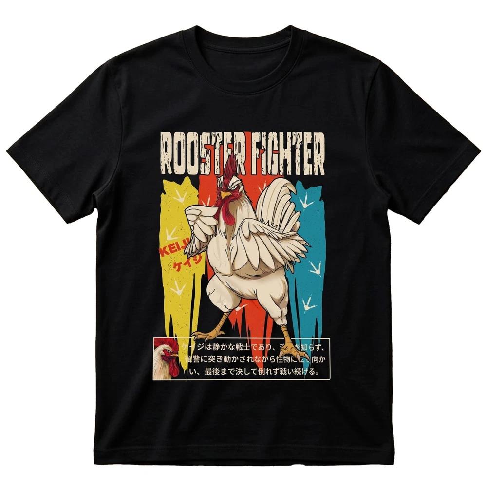 Rooster Fighter Anime T Shirt Japanese Comic Style Graphic Tee UK S