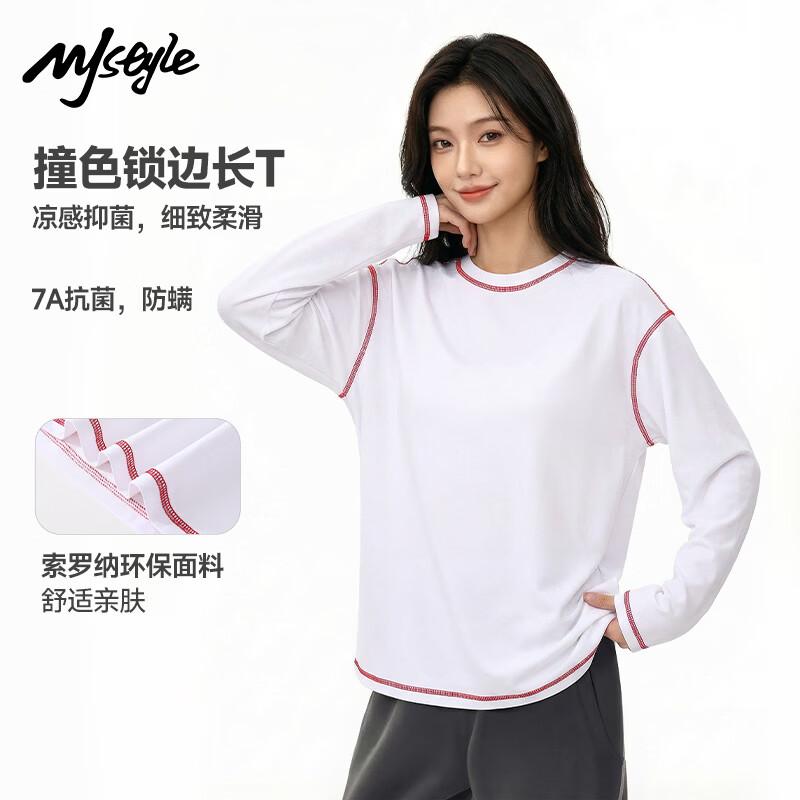MJ STYLE Women s Color Block Long Sleeve T-Shirt L