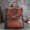Zaino vintage in rilievo con totem Borsa in pelle da donna Zaini da viaggio versatili in tinta unita di grande capacità