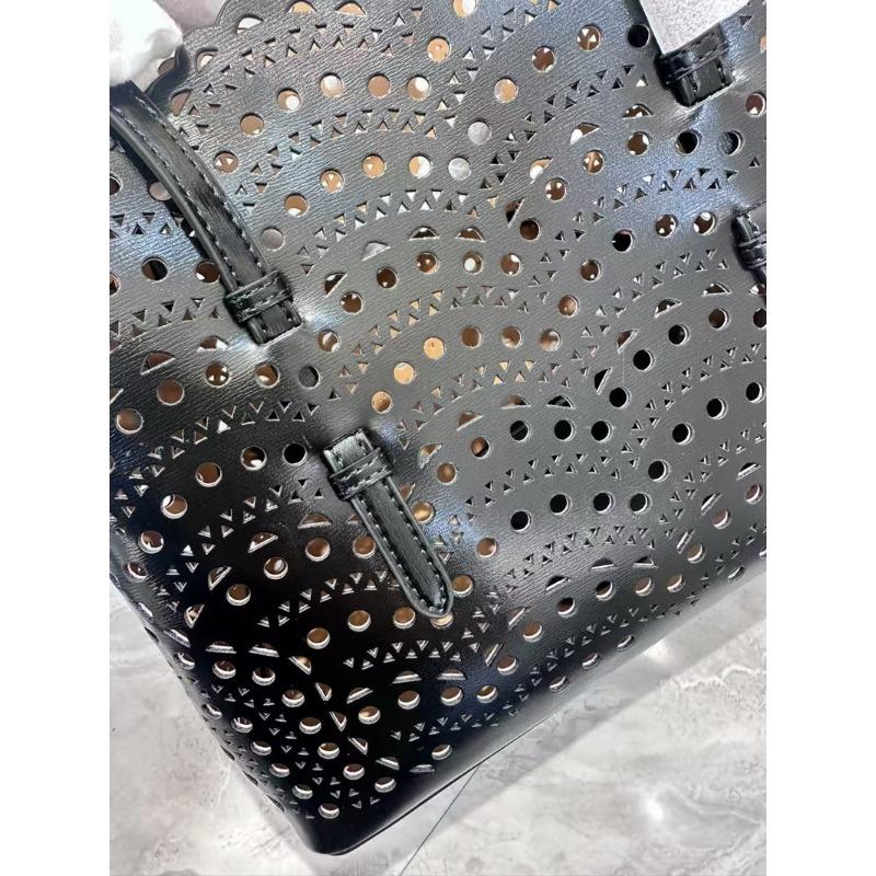 New cowhide leather high-end hollow vegetable basket bucket bag tote bag one shoulder crossbody handbag women