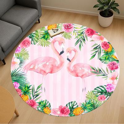 1pc Flamingo, Tropical Round Chair Mat Area Rug - Non-Slip, Floor Mat for Office, Bedroom, Home Decor Christmas Gift P0811190