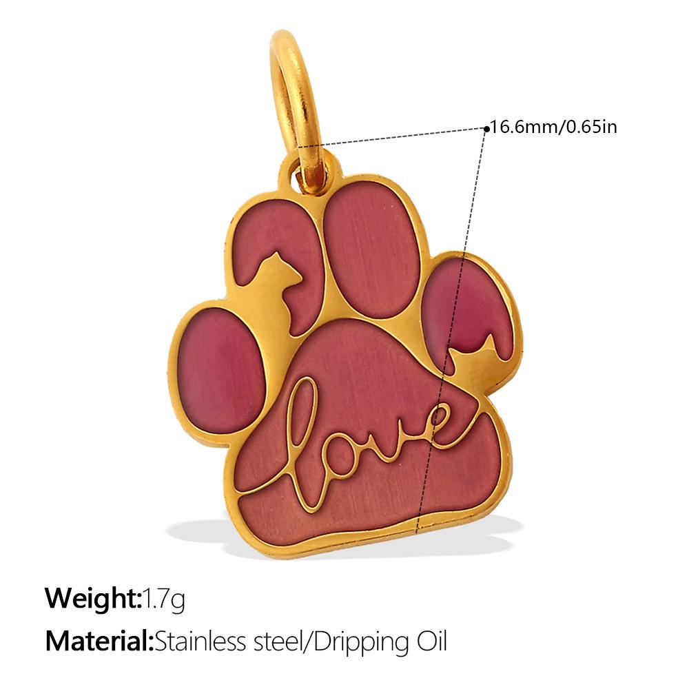  2Pcs Cartoon DIY Stainless Steel Drip Dog Paw Print Pendant Handmade Accessory Jewelry Gold Plated Charm Wholesale