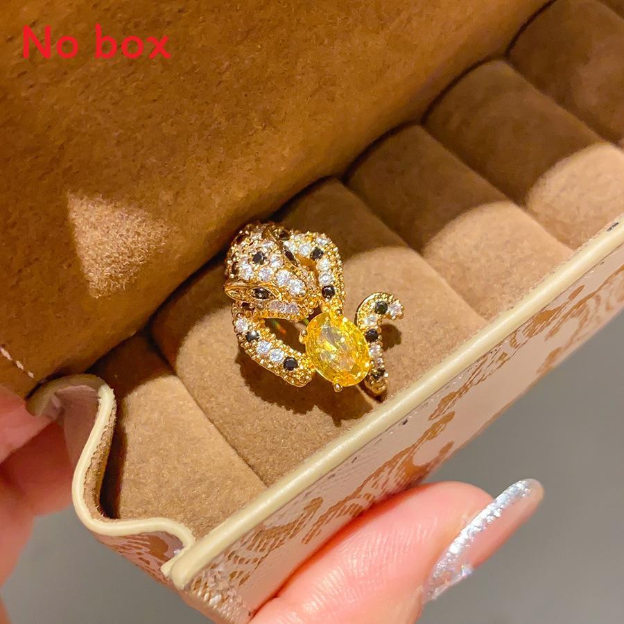 Cheetah Zircon Oval Ring For Women Minimalist Fashion Jewelry Gift For Ladies